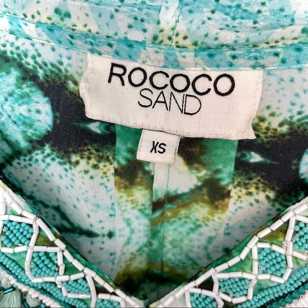 ROCOCO SAND turquoise blue embellished hooded kaftan maxi x Small One Size Fits - Picture 4 of 7